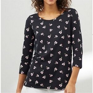 J.Jill layered-back mixed-media floral print polka dot print tee